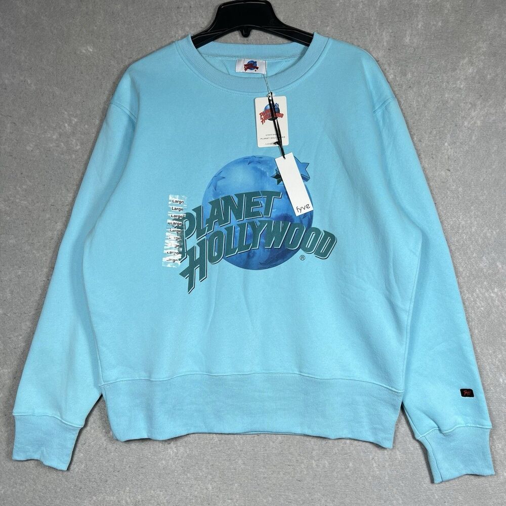 Vintage Planet Hollywood Sweatshirt Mens Size Large Blue Crewneck Long Sleeve